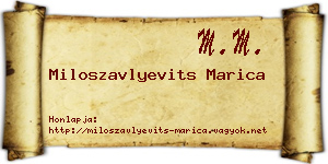 Miloszavlyevits Marica névjegykártya